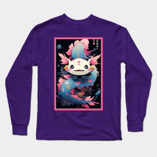 Cute Axolotl Anime Art Design | Cute Animals | Axolotl Hentaii Chibi Kawaii Design Long Sleeve T-Shirt